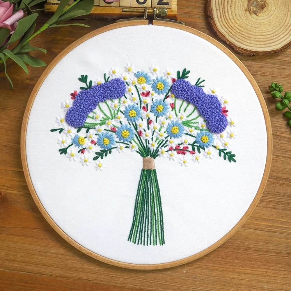 DIY Beginner Embroidery Kit Flowers Boho Decor
